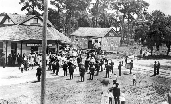 Clearwater rail depot, 1910. 
[Photo courtesy Florida Memory State Library & Archives. License: Public Domain]