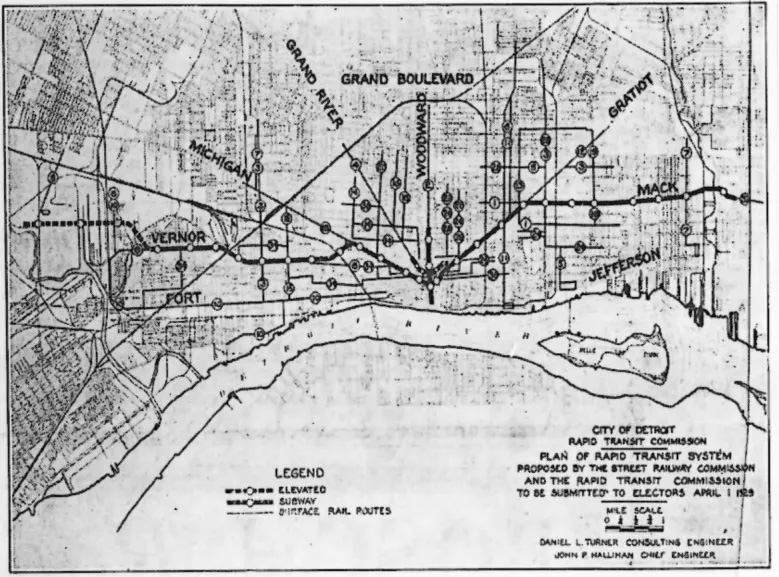 Plan of Rapid Transit System, City of Detroit Rapid Transit Commission, 1929