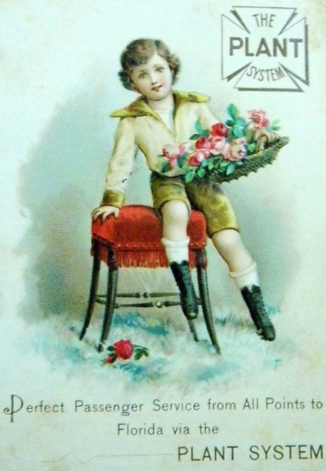 Advertising trade card for The Plant System railroad which once served Florida and the Southeast United States. [Photo courtesy unknown on Wikimedia. License: Public Domain]